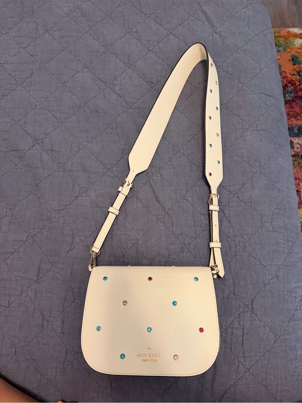 kate spade Ivory Crossbody with Multicolor Stud Details